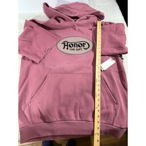 Honor The Gift Sweatshirt with hoodie Elbow sleeves Size L Dark Pink NWT